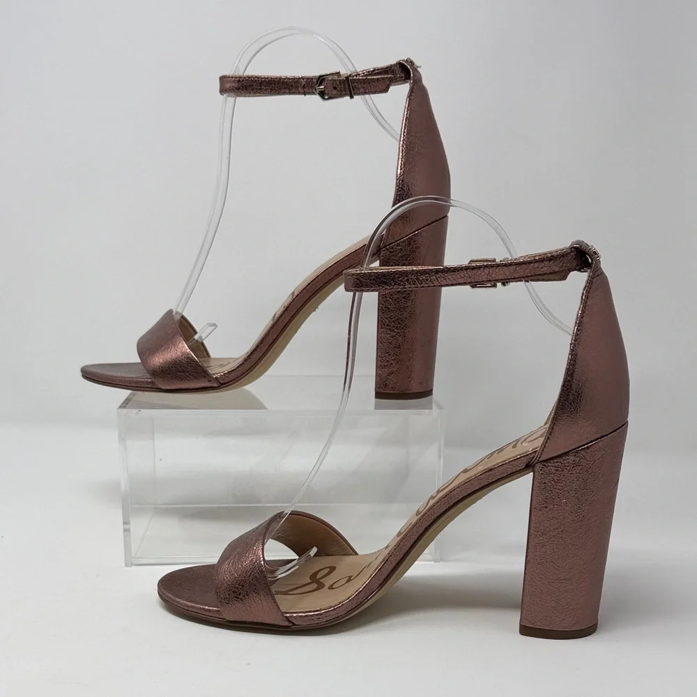 Sam Edelman Yaro Women's Rose Gold Block Heel Sandals Size 9.5